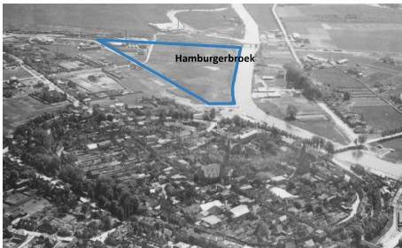 Luchtfoto van Doetinchem 19e eeuw: slechten stadswal, industrialisatie en groei: Hamburgerbroek (1928)